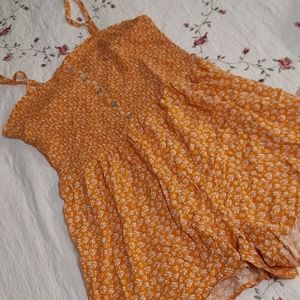 Orange white floral romper Wild Fable XL NWT